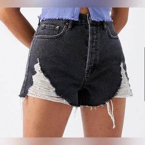 PacSun Black High Waisted Ripped Denim Shorts Women’s Size 23